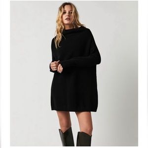 EUC Free People Ottoman Slouchy Tunic Sweater Oversized Ribbed Black